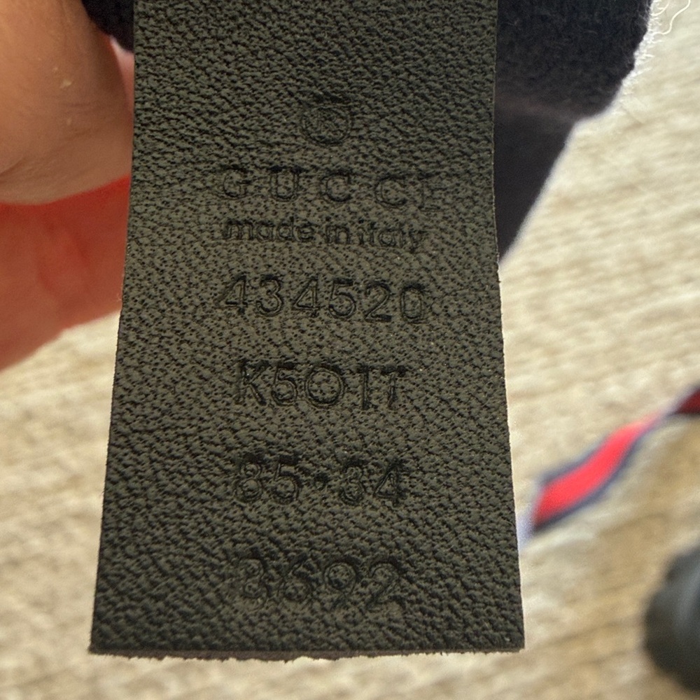 GUCCI red/blue belt with web motif and Gucci buckle in gold - Picture 4 of 4